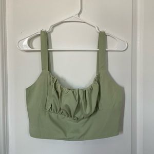 Sage Crop Tank with front ruching